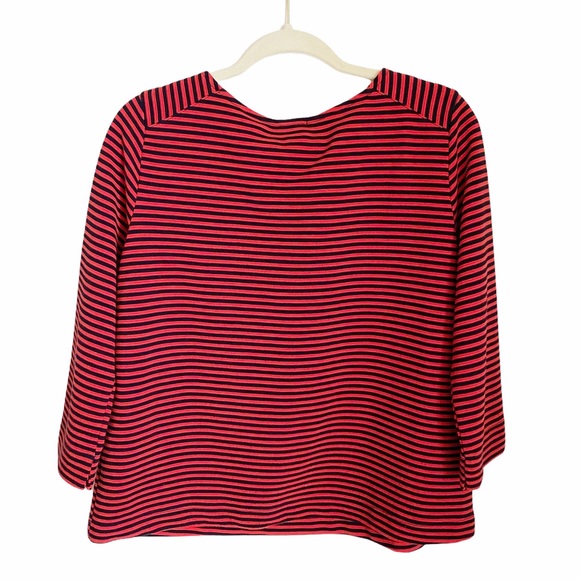 Splendid Textured Stripe Top 3/4 Sleeves Red Large - Picture 2 of 5